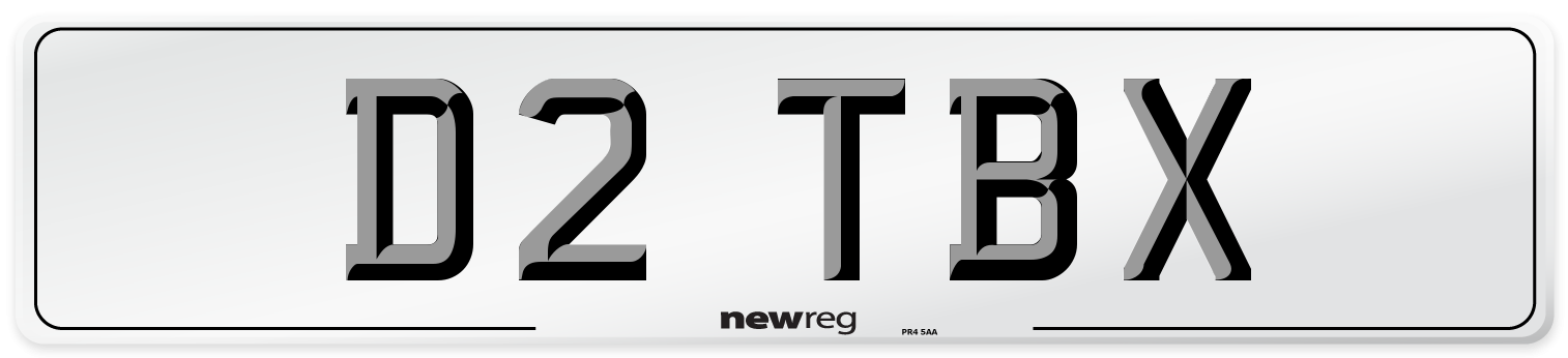 D2 TBX Number Plate from New Reg